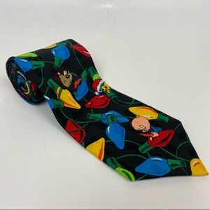 Vintage Looney Tunes Mania - Christmas Lights Novelty Tie with Characters